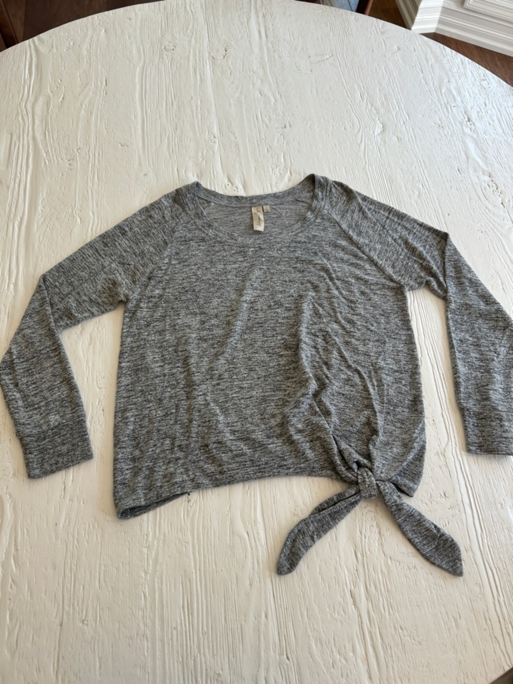Allison Joy Heather Gray Long Sleeve Tie-Front Top